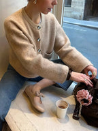 Textured Knit Button-Down Cardigan