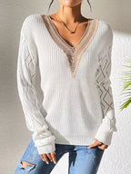 V-Neck Hollow Knit Sweater