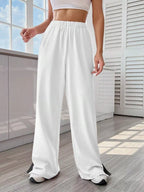 Two-Tone Side Snap Wide Leg Pants