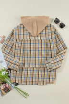 Plaid Drawstring Hooded Flannel Jacket