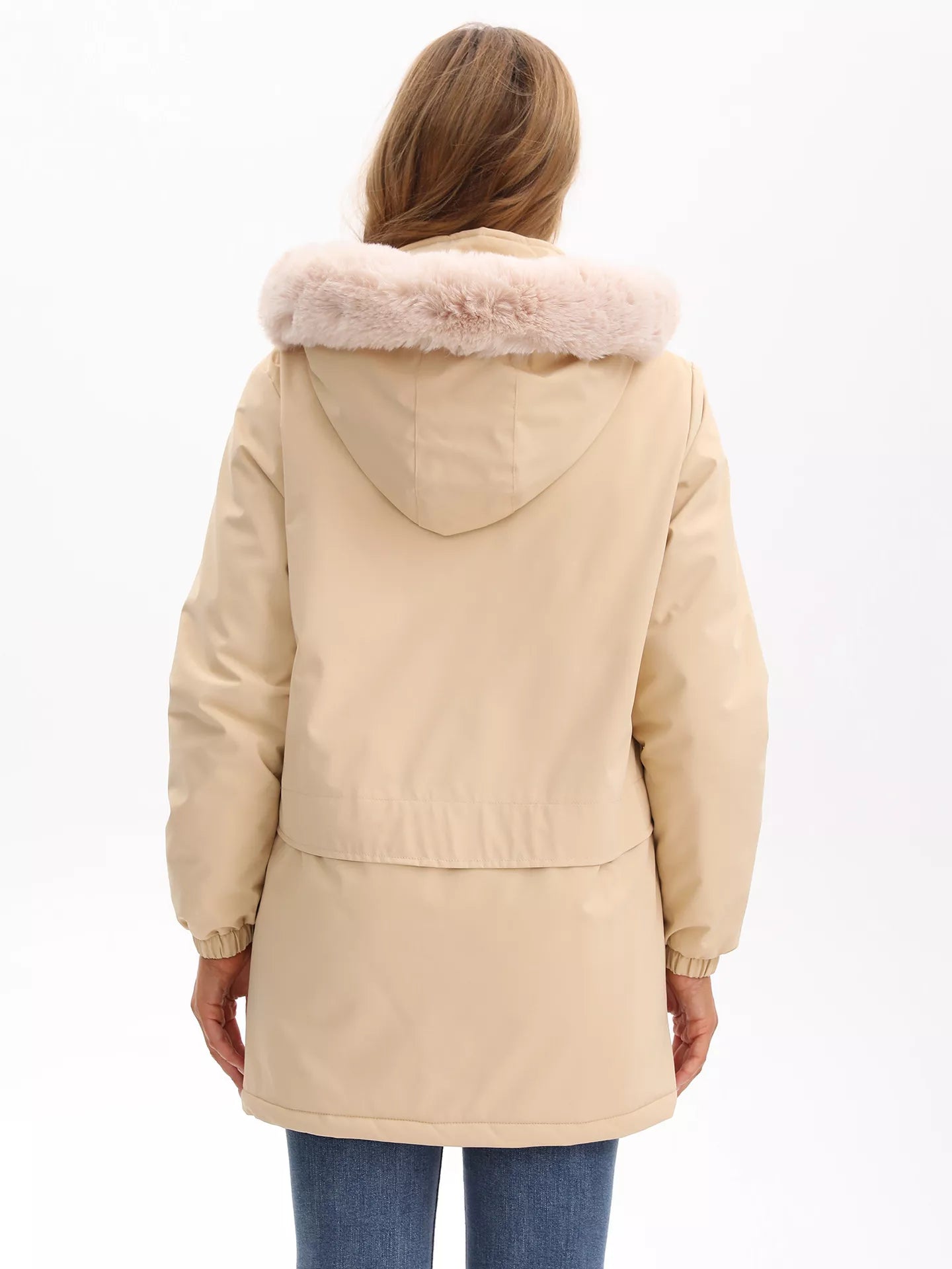Full Size Fur Hooded Warm Winter Parka Outerwear Plus Size