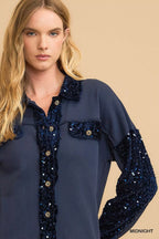 Umgee Sequined French Terry Jacket