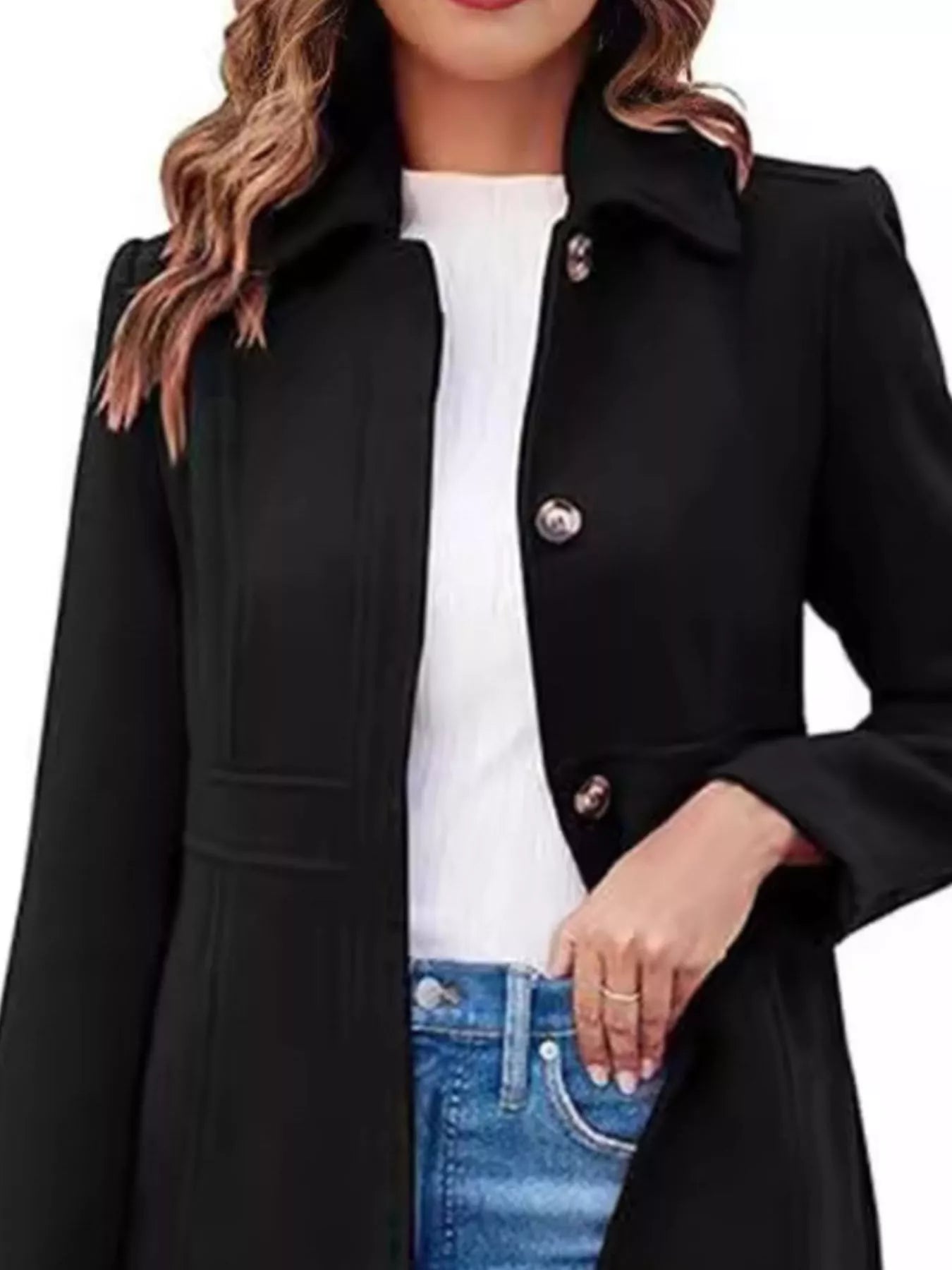 Button-Down Wool Blend Coat
