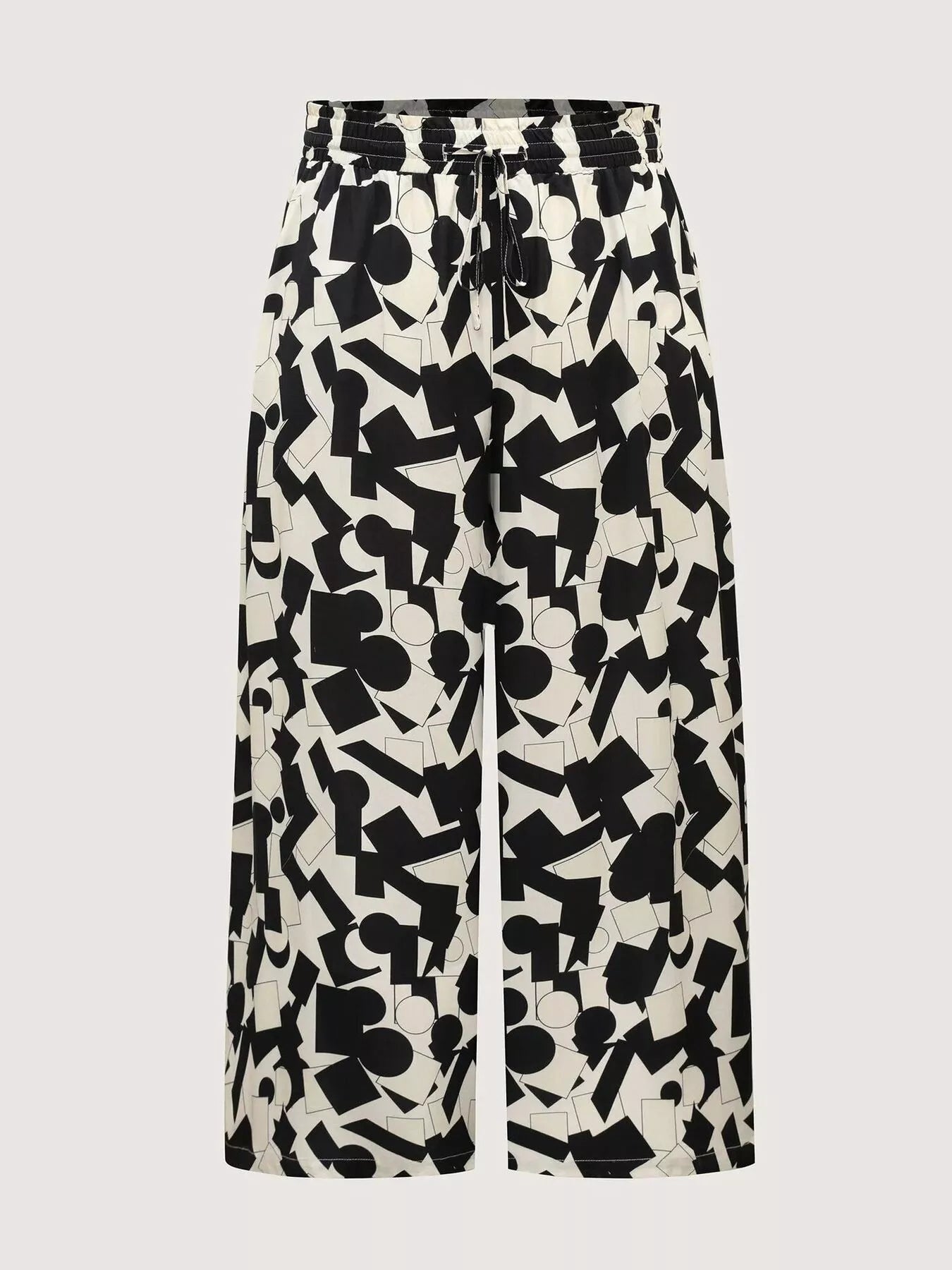 Plus Size Abstract Print Wide Leg Pants