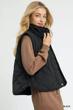Umgee Quilted Snap-Front Puffer Vest