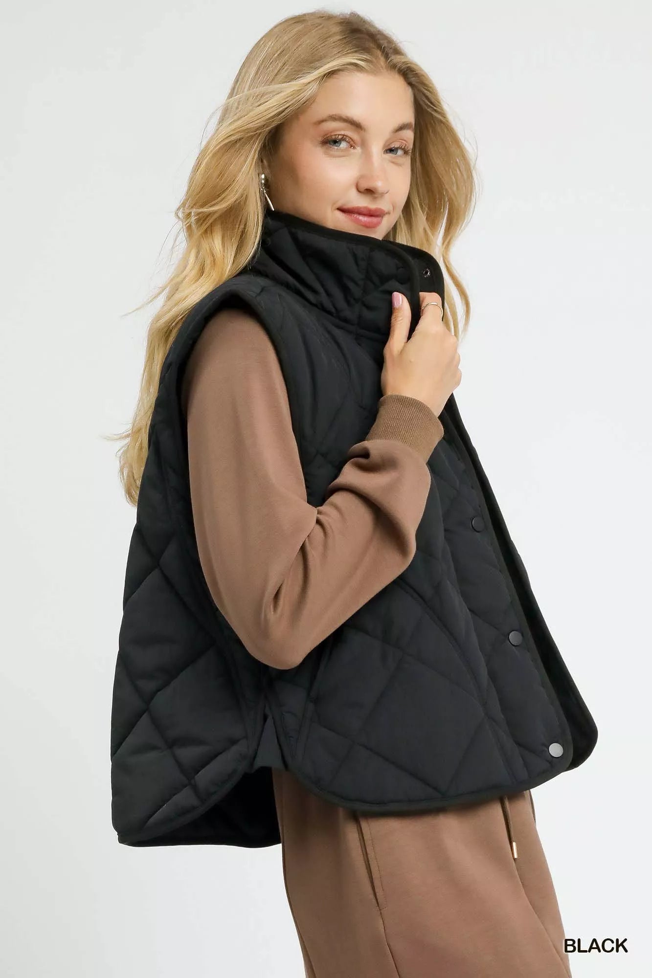 Umgee Quilted Snap-Front Puffer Vest