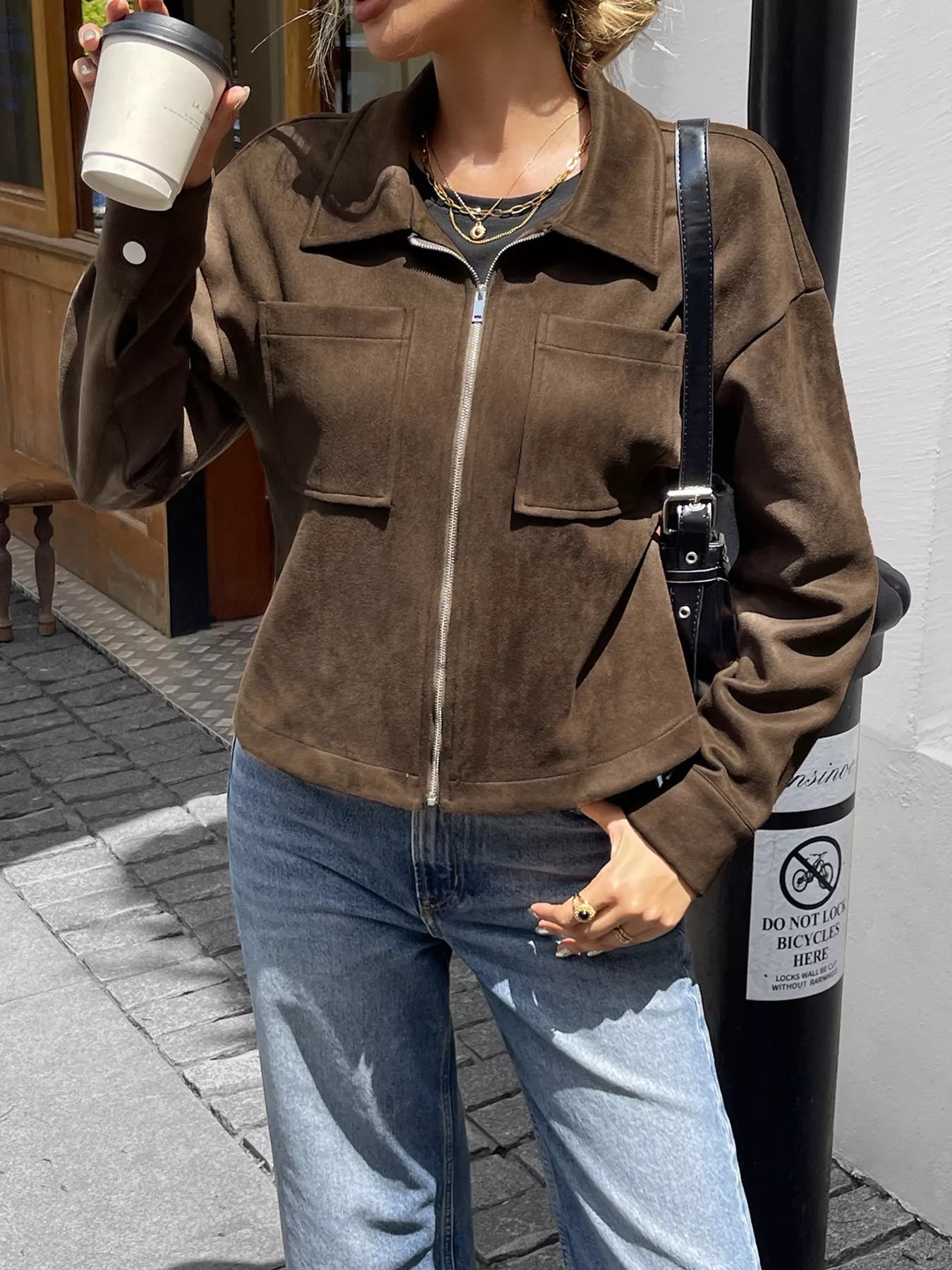 Casual Long Sleeve Zip-Up Jacket