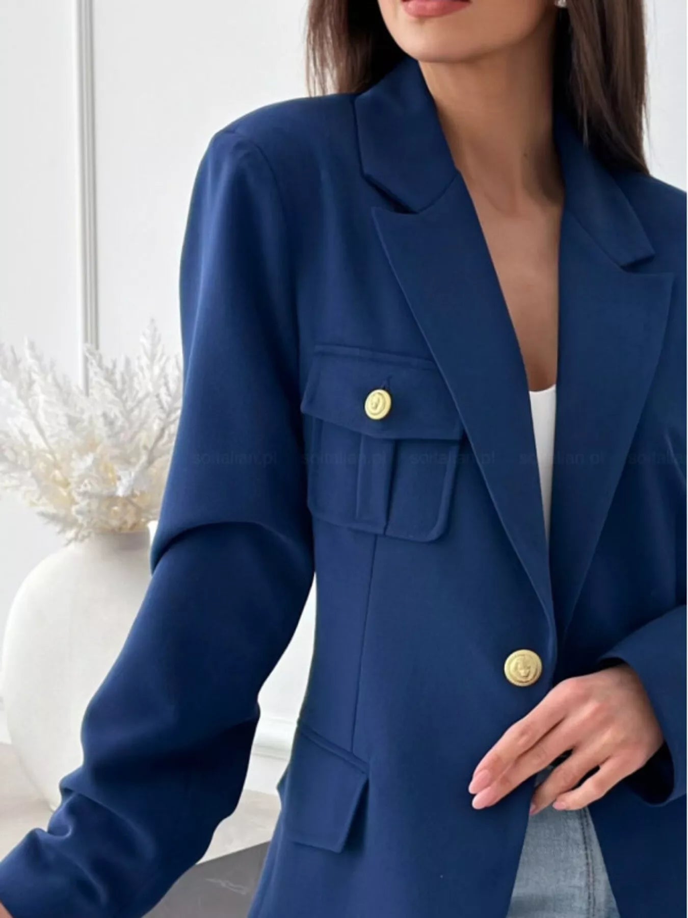 Lapel Collar One Button Blazer