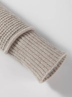 Waffle Texture Knit Ribbed High Neck Drop Shoulder Sweater