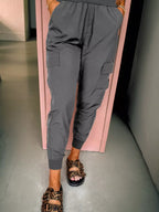 Elastic High Waist Pocketed Cargo Jogger Pants