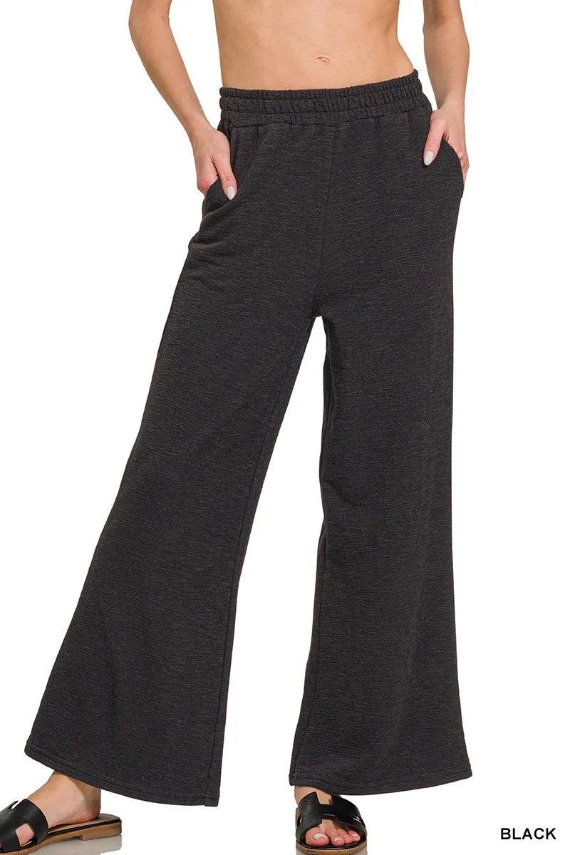 Zenana Cotton Slub Wide Leg Pants