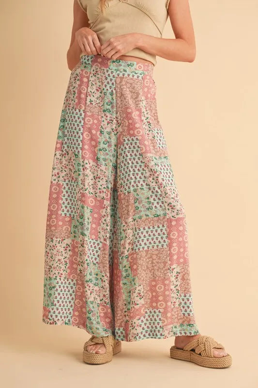 Aemi+Co Printed Wide Leg Pants