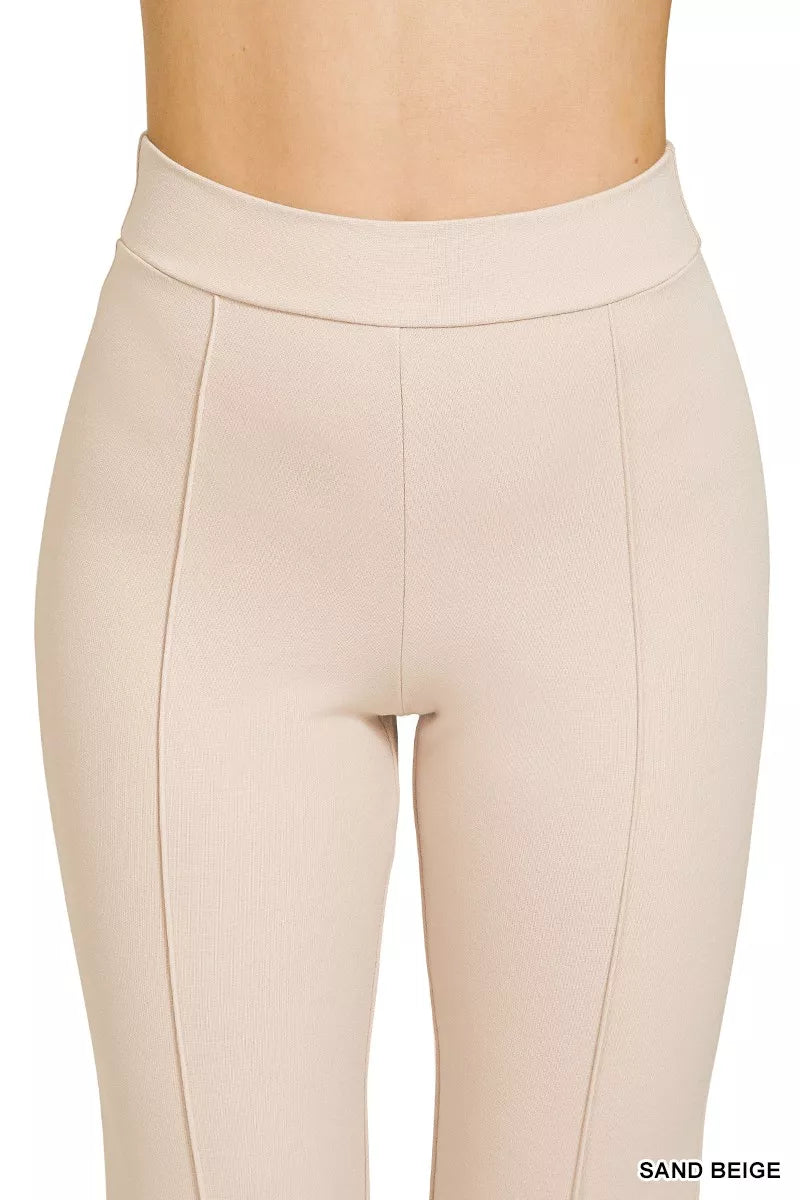 Zenana Heavy Ponte Elastic Waistband Pintuck Pants