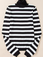 Stripe Slim Fit High Neck Knit Sweater
