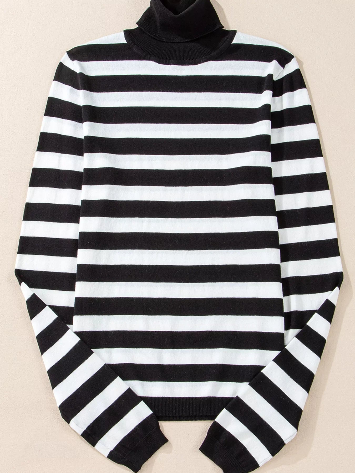 Stripe Slim Fit High Neck Knit Sweater