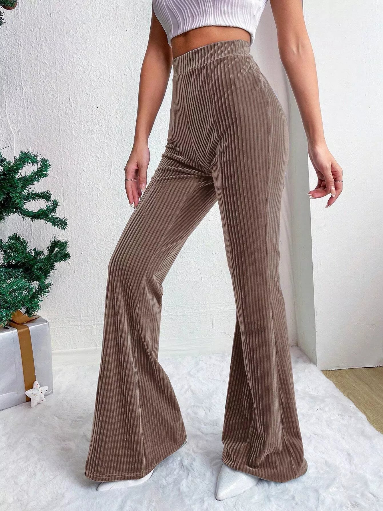 Corduroy High Waist Flare Pants
