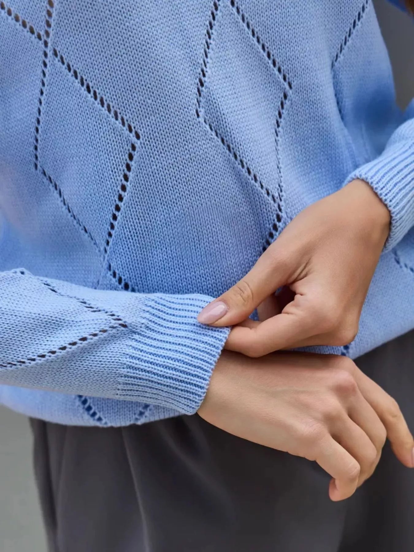 Openwork V-Neck Sweater