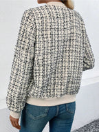 Tweed Zip Up Bomber Jacket