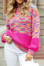 Colorful Knit Crew Neck Sweater