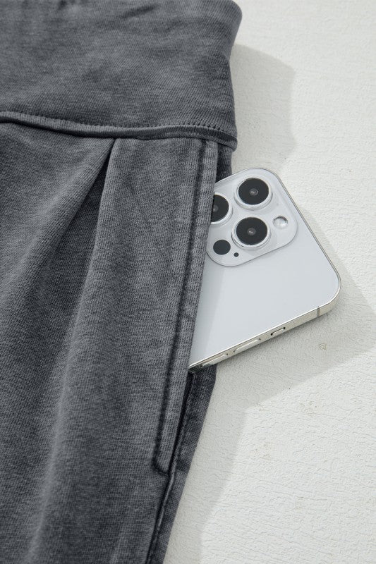 Solid Mineral Wash Jogger Style Pants