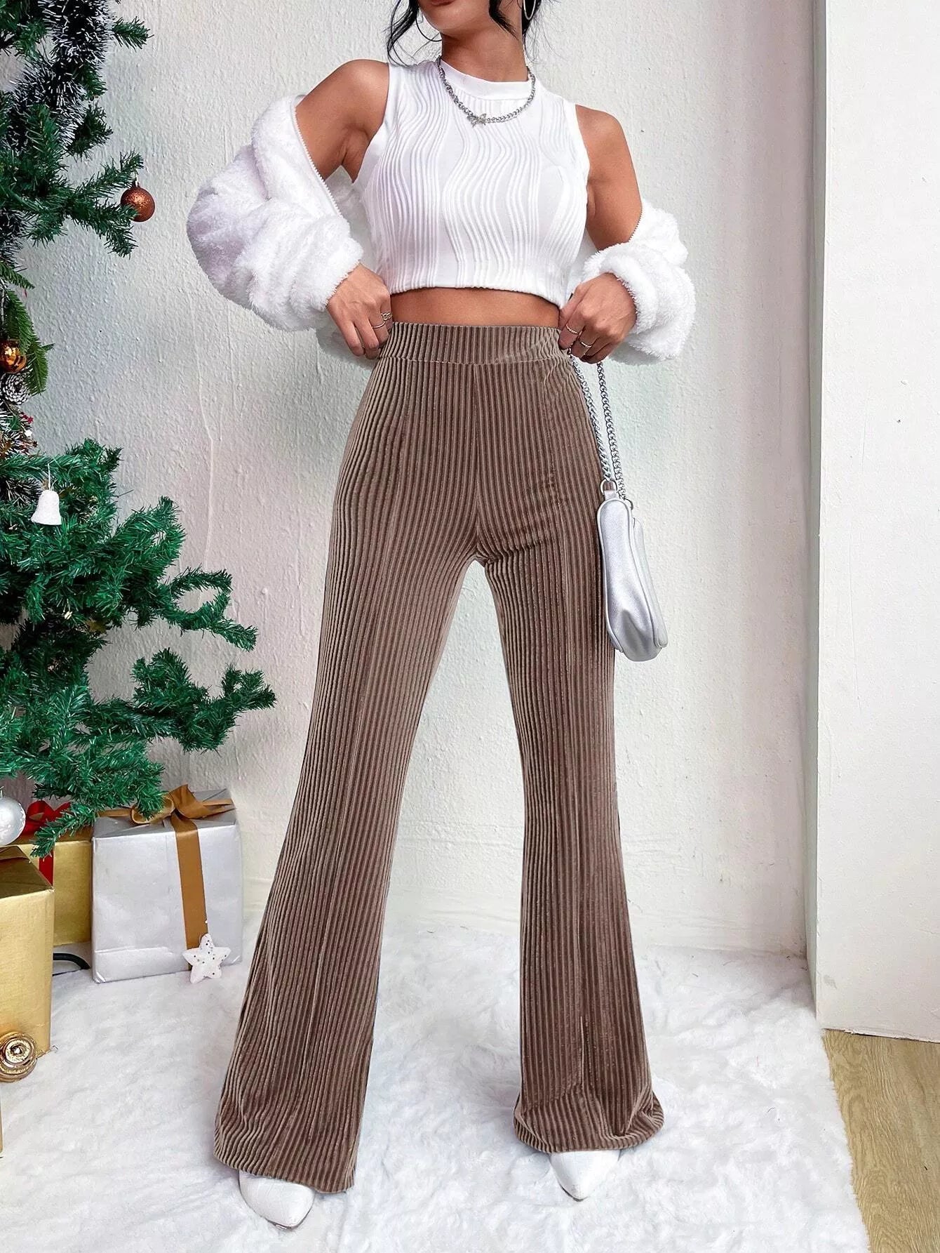 Corduroy High Waist Flare Pants