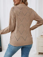 Long Sleeve Diamond Eyelet Knit Top