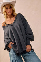 BiBi Mineral Washed French Terry Oversized Sweatshirt