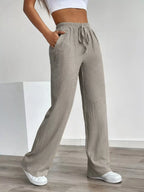 Texture Wide Leg Pants