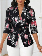 Floral Print One Button Casual Blazer