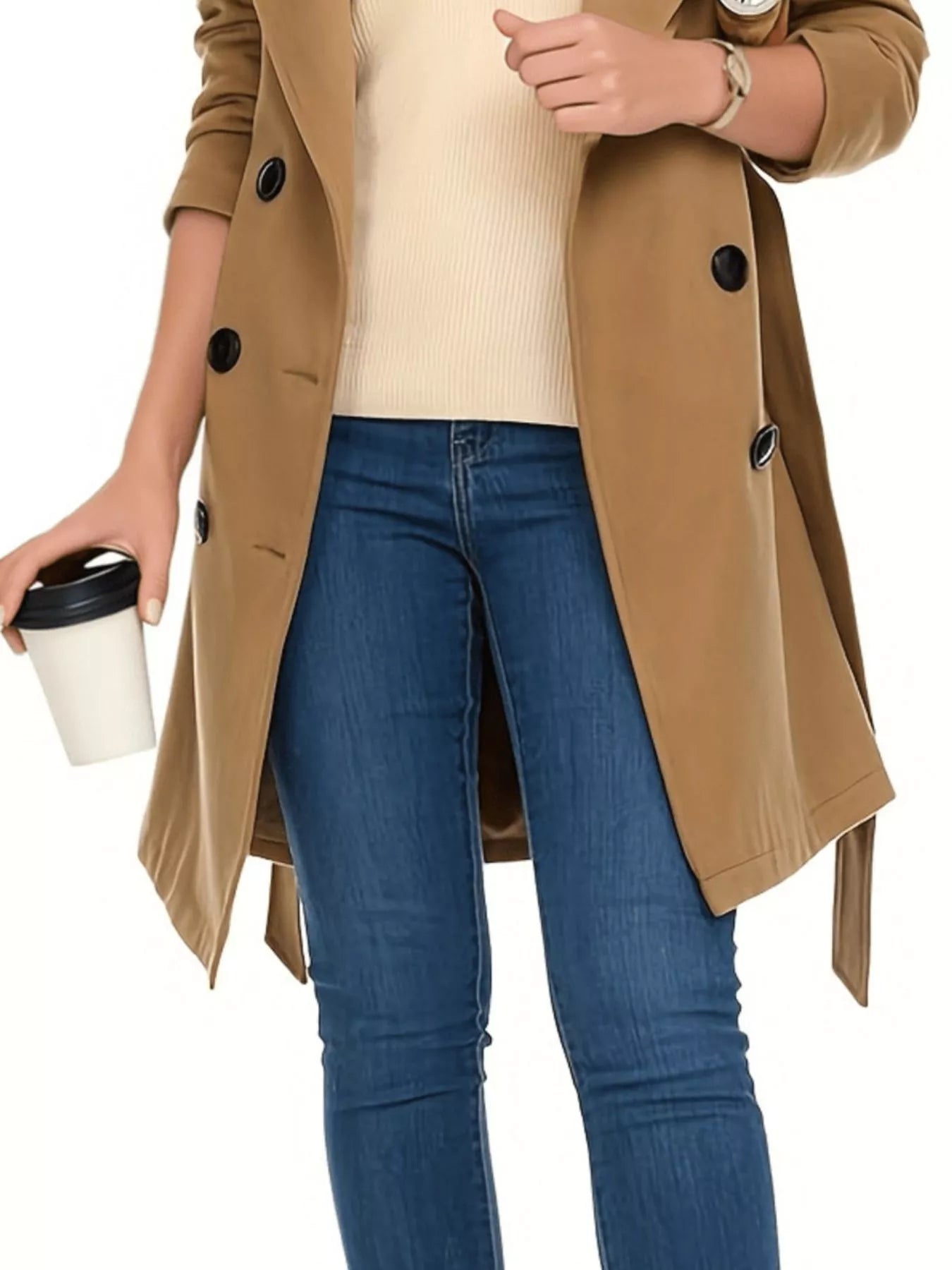 Double Breasted Long Sleeve Coat