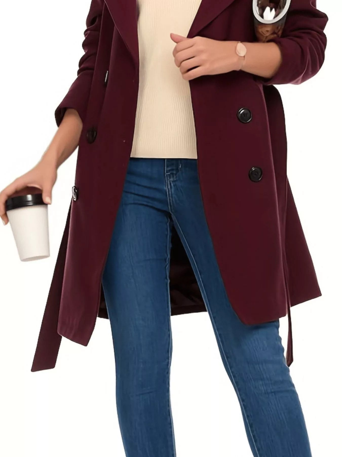 Double Breasted Long Sleeve Coat