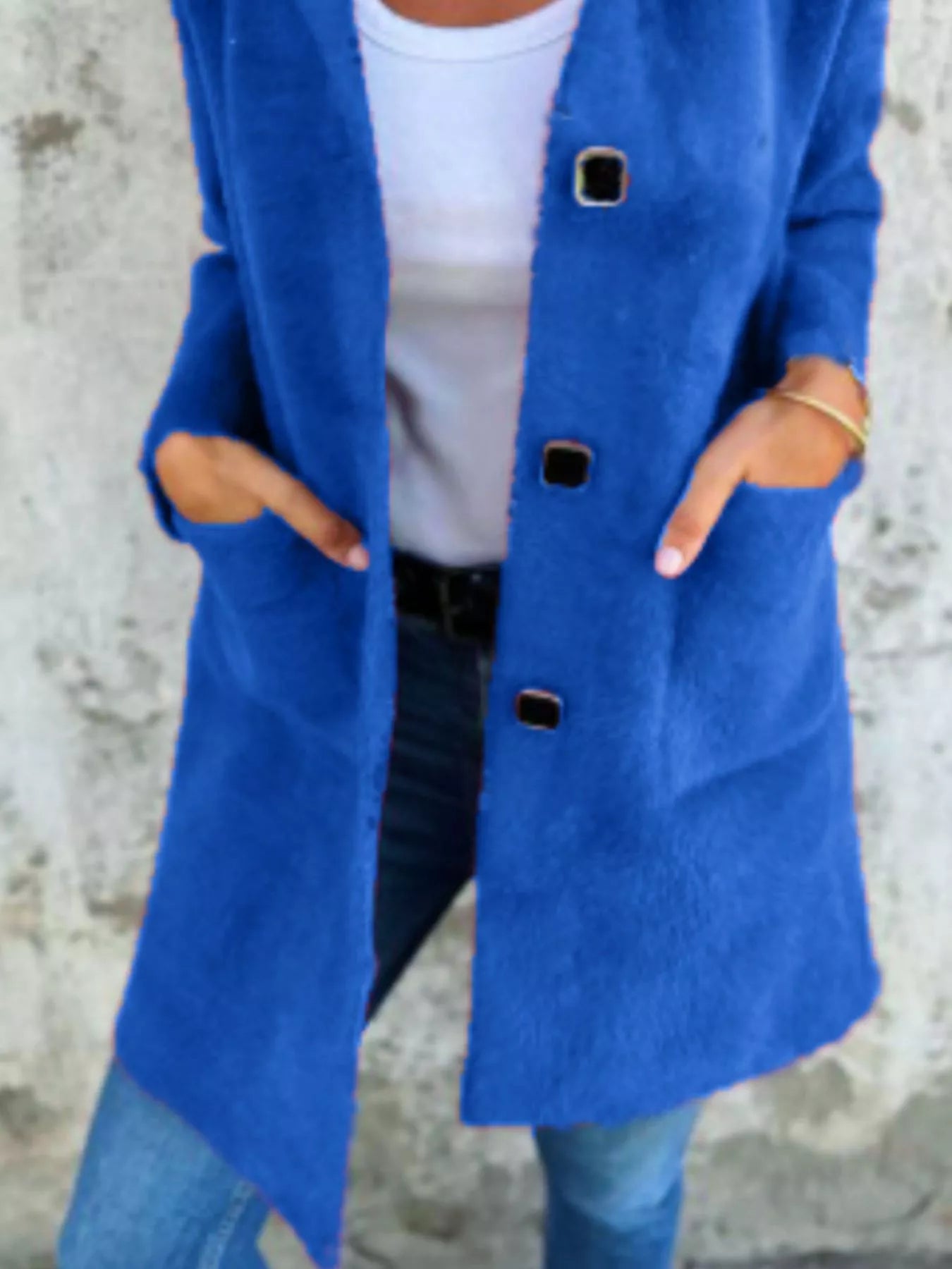 Full Size Button-Down Long Sleeve Longline Coat Plus Size