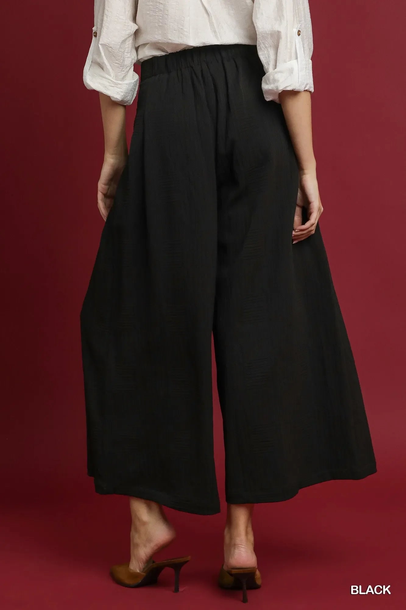 Umgee Elastic Waist Wide Leg Pants