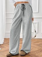 Wide-Leg Drawstring Pants