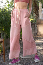 POL Elastic Waistband Wide Leg Pants with Drawstring
