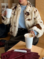 Faux Fur Zip Up Cropped Outerwear