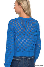 Zenana Button Down Lightweight Crochet Cardigan Sweater