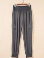 Elastic High Waist Pocketed Cargo Jogger Pants