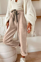 Leopard Drawstring Loose Fit Pants