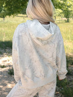 Abstract Print Loose Drop Sleeve Hoodie and Elastic Waistband Pants Set