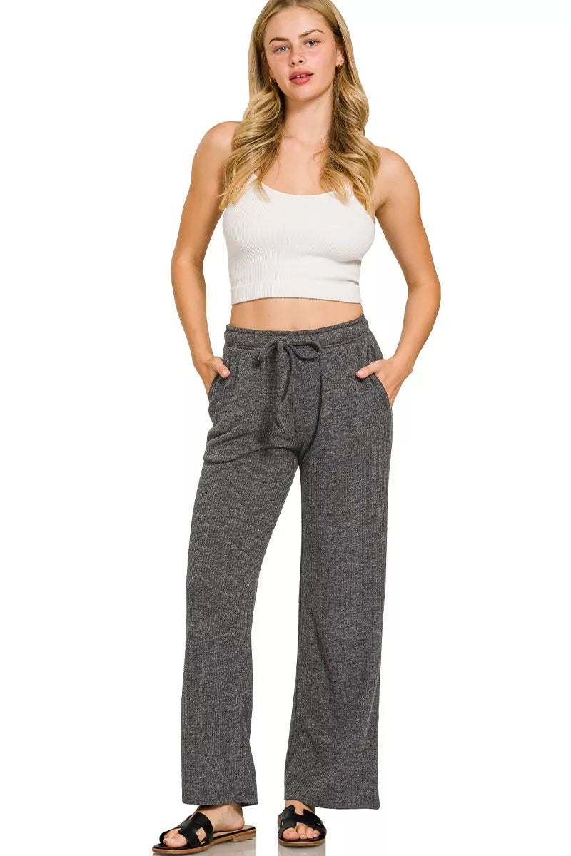 Zenana Ribbed Drawstring Lounge Pants