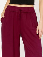 Umgee Elastic Drawstring Waistband Wide Leg Pants
