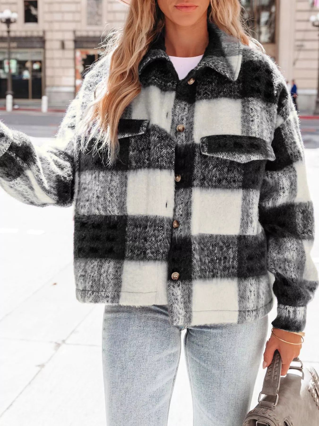 Plaid Button-Down Shacket