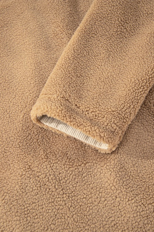 Fleece Corduroy Patchwork Button Up Jacket