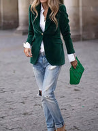 One Button Long Sleeve Blazer