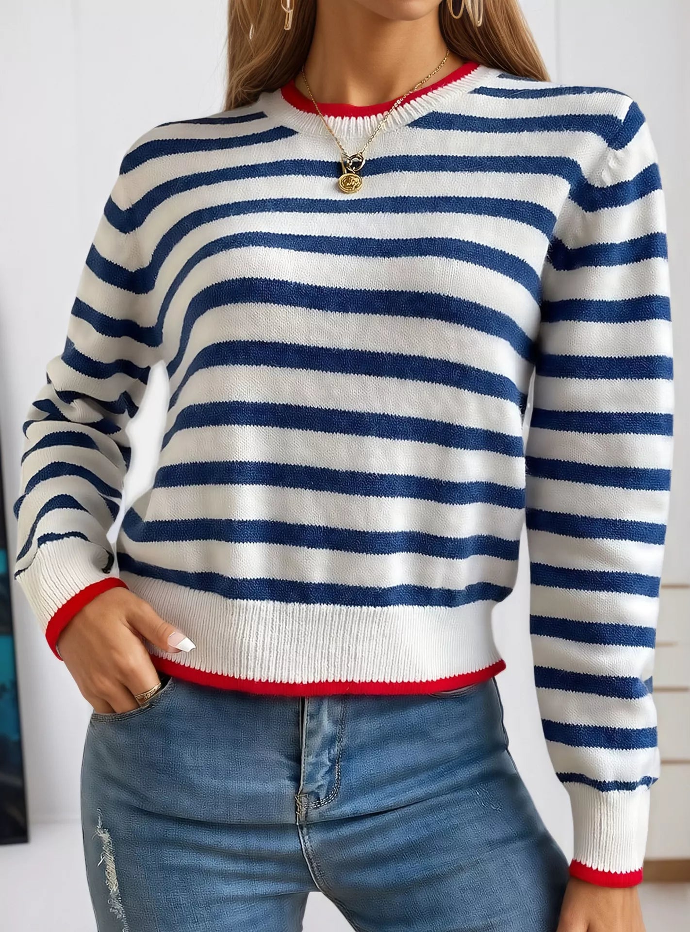 Striped Round Neck Sweater
