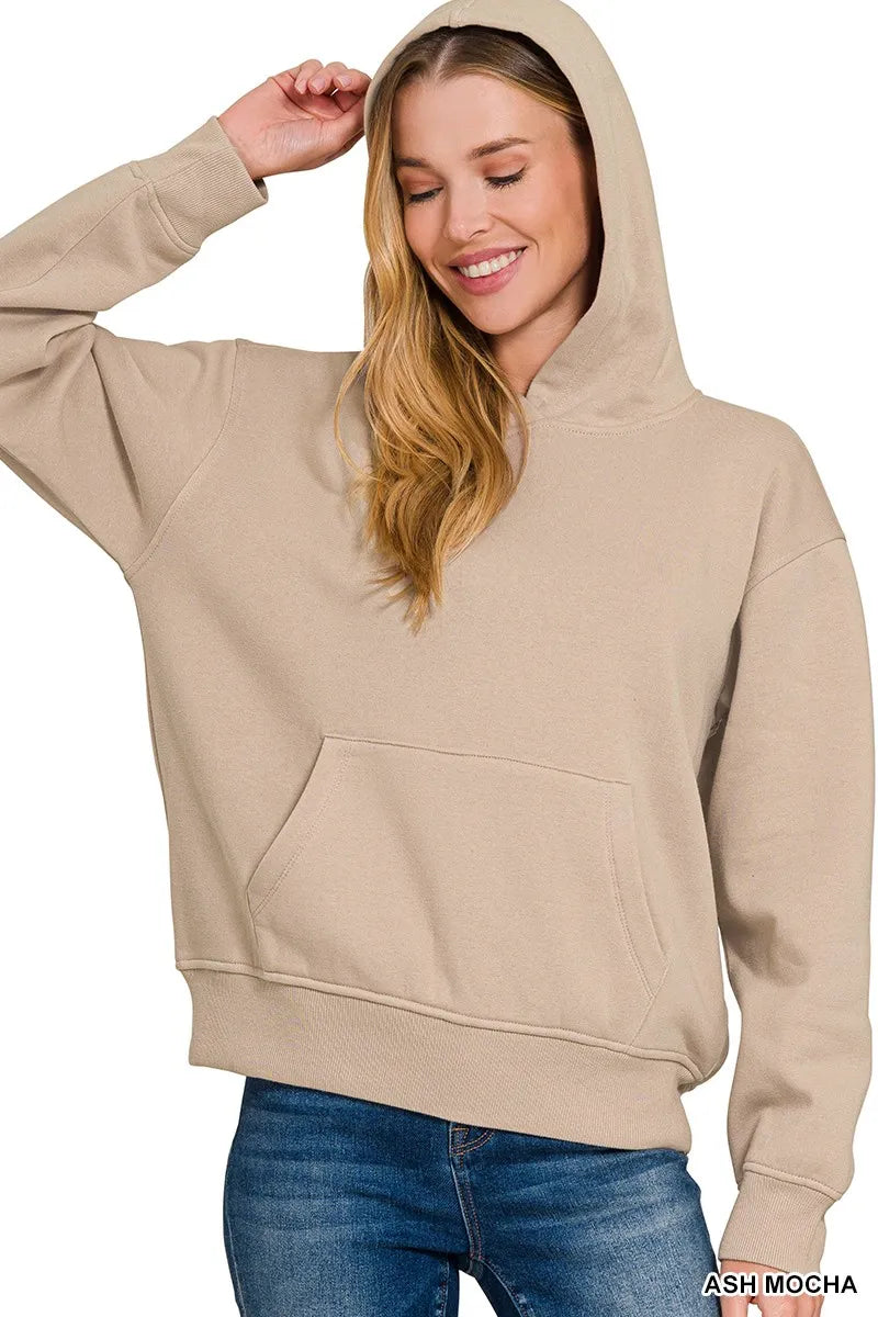 Zenana Fleece Kangaroo Pocket Hoodie