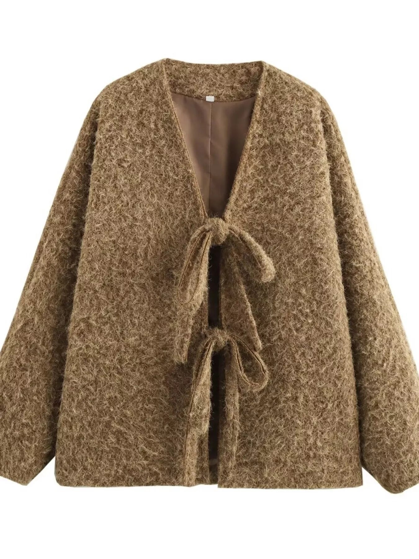 Textured Knit Tie-Front Outerwear