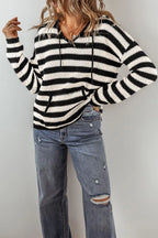 Striped Long Sleeve Hooded Sweater
