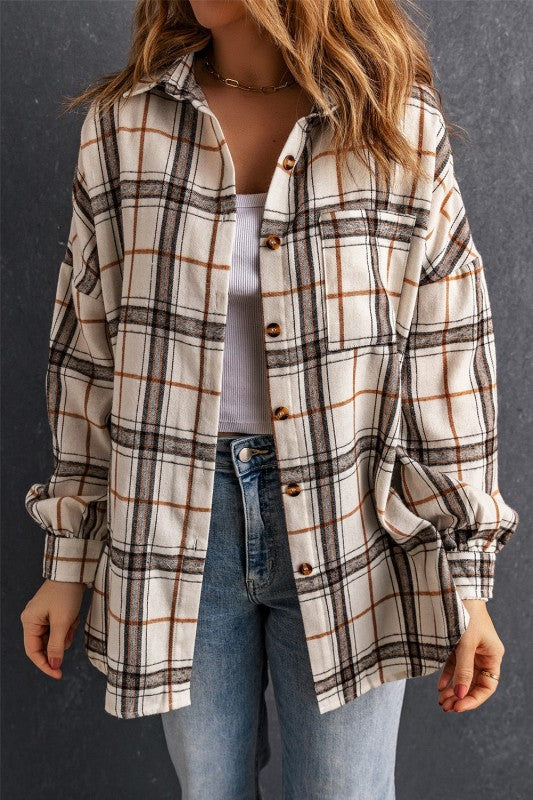 Plaid Side Slit Oversized Shacket